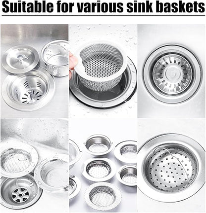 Pine & Linen 200pcs Disposable Mesh Sink Strainers Bags and Storage Box,Elastic Sink Net Strainer Anti-Clogging Filter Bags,Fits Sinks Strainer for Collecting Kitchen Food Waste/Leftover Garbage