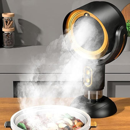 Smoke Fan for Indoor Smoking, High Fan Air Purifier and Odor Eliminator, Range Hood for Cooking, Portable Table Smoke Air Puriferfan Adjustable Angle (Gold,rechargeable)