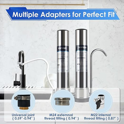 VORTOPT Countertop Water Filter System,Direct Connect Water Filtration-0.01μm Filtration Reduces PFOA/PFOS,Chlorine,Heavy Metals,Bad Odors-C2 and UF Filter
