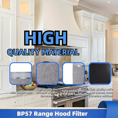 BP57 Range Hood Filter with Light Lens 11-3/8 x 11-3/4 In 1-Pack Stove Hood Vent Aluminum Grease Air Filter for Broan-NuTone 43000 Series Kitchen Exhaust Range Hood