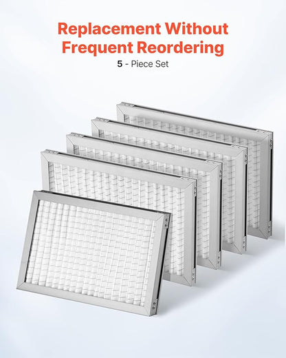VEVOR Lab Fume Hood Filter, 14.06 x 8.74 x 0.83 in, 5 Pieces Replacement Prefilters for 23.62 x 21.65 in Portable Clean Room to Capture Particles Sized 3-10μm, Non-Woven Filter and Aluminum Frame
