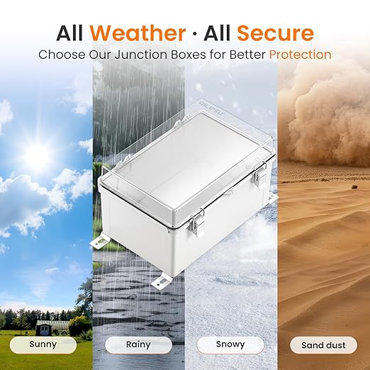 QILIPSU Waterproof Junction Box IP67 Outdoor Plastic Electrical Project Enclosure Weatherproof with Mounting Plate, Wall Brackets, Hinged Clear Cover 11.8"x7.9"x6.7" CC