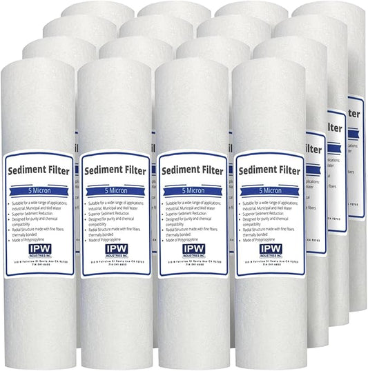 Pack of 16 Compatible Replacment filter set for GE GXWH04F GXWH20F GXWH20S GXRM10 GX1S01R Compatible Filters, 5 Micron Water Filter Cartridges by IPW Industries Inc.