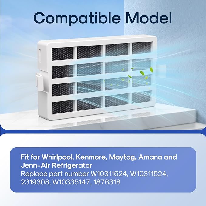 ICEPURE Replacement for Whirlpool AIR1 Refrigerator Air Filter, Compatible with W10311524, 2319308, W10335147, 1876318, FreshFlow Air Filter, AP4538127, AH2580853, EA2580853, PS2580853, 3PACK