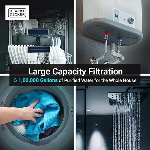 BLACK+DECKER Whole House Water Filter System | Anti-Scale | 3-Stage Filtration System for Whole House,Top-Tier Anti-Scale Filter Specially Designed to Prevent Scale Build-Up, Protects Appliances