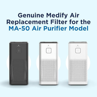 Medify Air MA-50 Genuine Replacement Filter | for Smoke, Smokers, Dust, Odors, Pet Dander | 3 in 1 with Pre-Filter, H13 HEPA, and Activated Carbon | Removal to 0.1 Microns | 2-Pack