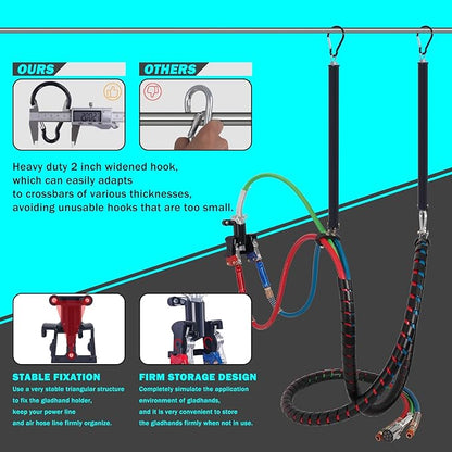 CheeMuii 12 FT Semi Truck Air Line Kit With Gladhand Holder and Springs - Red & Blue Brake Hoses and 7 Way Trailer Cord 3-in-1 for Tractor