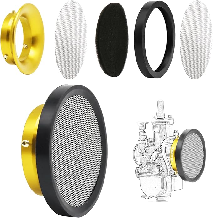 Carburetor Carb Velocity Stack Air Filter Cleaner Modified Trumpet Aluminum Alloy with Sponge Filter Steel Mesh for PWK21-30mm Short Fast Intake Suggest for Small Displacement (Gold,50mm)