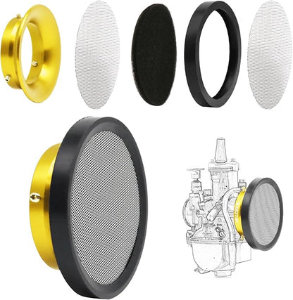 Carburetor Carb Velocity Stack Air Filter Cleaner Modified Trumpet Aluminum Alloy with Sponge Filter Steel Mesh for PWK21-30mm Short Fast Intake Suggest for Small Displacement (Gold,50mm)