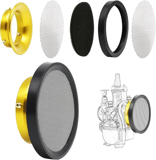 Carburetor Carb Velocity Stack Air Filter Cleaner Modified Trumpet Aluminum Alloy with Sponge Filter Steel Mesh for PWK32-34mm Short Style Fast Intake Suggest for Small Displacement (Gold, 55mm)