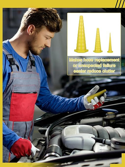 Hydraulic Oil Service Plugs Large Medium Small Sizes Multi Pack Rubber Drip Proof Hose Plugs Industrial Hydraulic Kit for Irrigation, 3 Sizes(35 Pcs,Yellow)