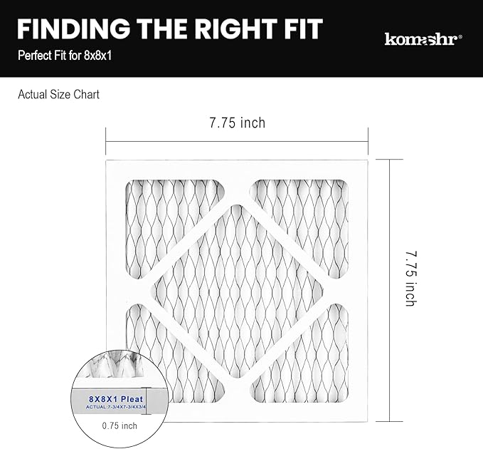 6pack 8x8x1 Air Filter MERV 8, HVAC/Furnace AC Filter Replacement, Dust Defense–Comparable with MPR 600 & FPR 5 (Actual 7.75x7.75x0.75)