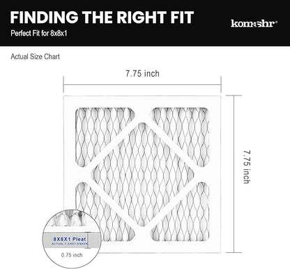 8x8x1 Air Filter MERV 13 (4-Pack), HVAC/Furnace AC Filter Replacement, Dust Defense–Comparable with MPR 1500-1900 & FPR 10 (Actual 7.75x7.75x0.75)