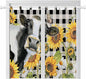 Retro Sunflowers Living Room Curtains 84 Inch Length, Window Curtains Tab Top, Farmhouse Floral Cow Butterfly Black Plaid Light Filtering Window Treatments Drapes 42"x84" 2 Panel