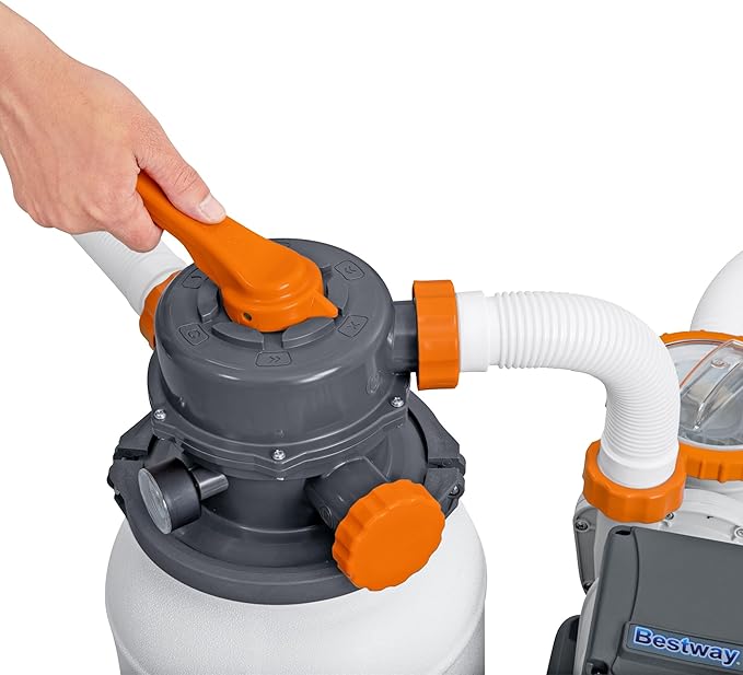 Bestway 58498E Flowclear 1500 Gallon Sand Filter Pool Pump for Above Ground 300 to 11,200 Gallon Swimming Pools with Adapter (Sand is Sold Separately)