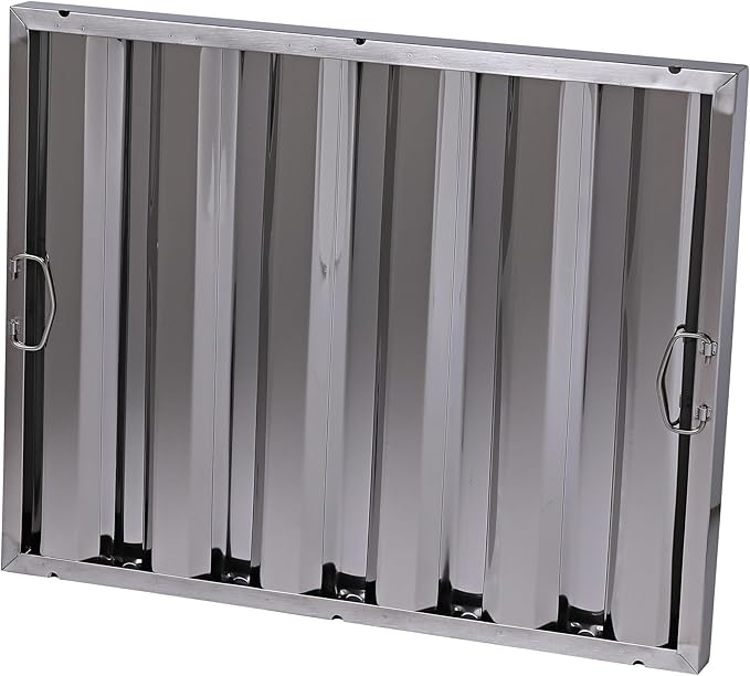 25" x 20" Stainless Steel Commercial Hood Filter – Dishwasher Safe, Welded Baffle Grease Trap with Drop Handles – Easy Installation & Durable Grease Fire Prevention Filter