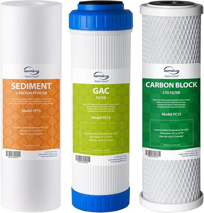 iSpring F3 NSF Certified 6-Month Prefilter Replacement Water Filter Cartridge Pack Set for Standard Reverse Osmosis RO Systems