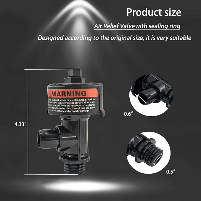 98209800 98209803 Manual Air Relief Valve with Pressure Gauge for Swimming Pool and Spa Filter High Flow Manual Relief Valve (No Pressure Gauge)