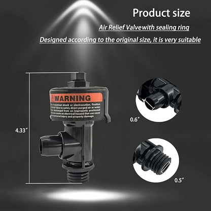98209800 98209803 Manual Air Relief Valve with Pressure Gauge for Swimming Pool and Spa Filter High Flow Manual Relief Valve (No Pressure Gauge)