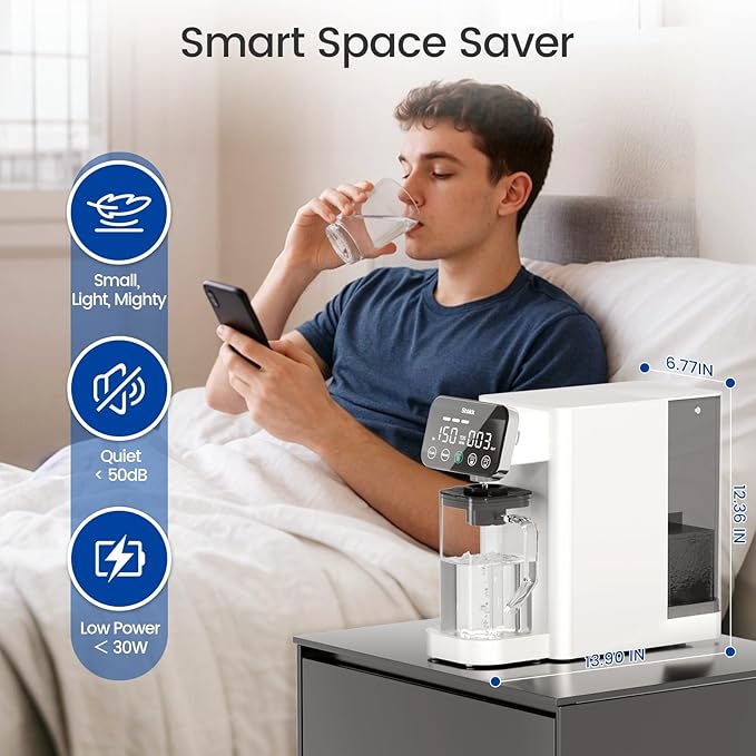Stokk E1 Reverse Osmosis Water Filter Countertop, 5 Stage RO Water Filter System with Remineralization Glass Pitcher, NSF/ANSI 58&372, Portable No Installation Water Purifier for Home Office