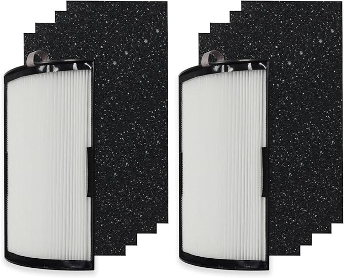 PUREBURG Replacement Filter Set Compatible with Hunter HPF500 Tower Air Purifier HP500FBLS HP500FGRS HP500FWHS, 2-Pack H13 HEPA + 8 Activated Carbon Pre-Filters