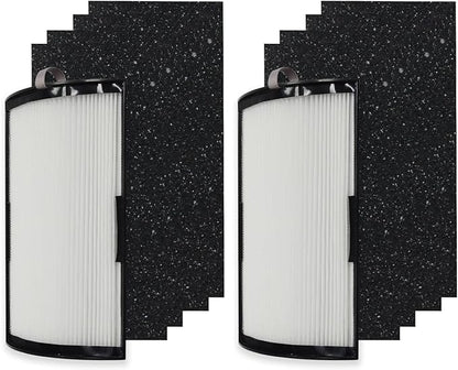 PUREBURG Replacement Filter Set Compatible with Hunter HPF500 Tower Air Purifier HP500FBLS HP500FGRS HP500FWHS, 2-Pack H13 HEPA + 8 Activated Carbon Pre-Filters
