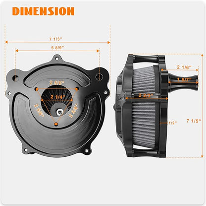 High Flow Air Cleaner Intake Filter System Kit Air Filters Cover for Harley Touring 2008-2016 Softail '16-'17 FLSTNSE '14-'15 FLSTSE 2011-2012 FXSBSE 2013-2014 Dyna FXDLS 2017