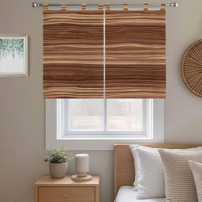 Brown Western Kitchen Curtains 45 Inch Length, Short Cafe Window Curtains Tab Top, Vintage Farmhouse Wood Barn Door Light Filtering Window Treatments Tier Drapes 27.5"x45" 2 Panel