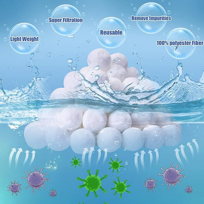 1.54 lbs Pool Filter Balls for Sand Filter, Eco-Friendly Reusable Pool Fiber Filter Balls Replace Pool Filter Sand, Pool Filter Media Balls for Swimming Pool (Equals 50 lbs Pool Filter Sand)