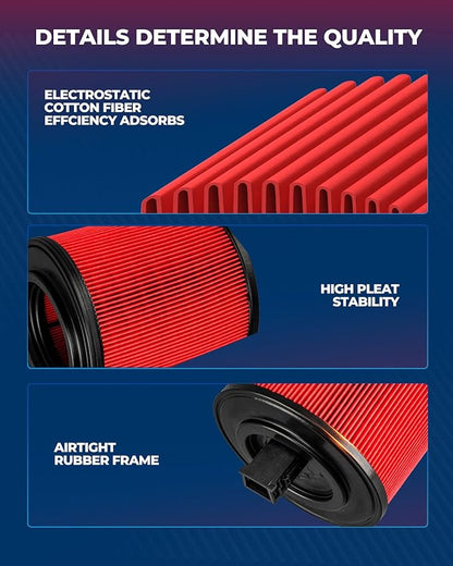 KAX Premium Engine Air Filter, CA12112 Replacement for Cadillac ATS 2016-2019, Chevrolet Cruze 2016 2017 2018 2019, Advanced Air Filter Media, Increased Acceleration