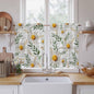 Spring Daisy Kitchen Curtains, Farmhouse Country Flower Leaf Plant Wood Grain Light Filtering Window Curtain Panels, 2Pcs Rod Pocket Window Treatments Set for Study Room Bathroom Bedroom 52x54 Inches