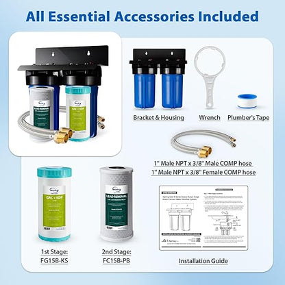 iSpring US21B-CPB 4-Layer High Capacity Under Sink Water Filter, Reduces Lead, PFAS, PFOA/PFOS, Chlorine, Bad Taste & Odor, w/ 2 Upgraded Direct Connect Hoses