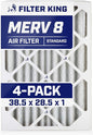 Filter King 38.5x28.5x1 Air Filter | 4-PACK | MERV 8 HVAC Pleated A/C Furnace Filters | MADE IN USA | Actual Size: 38.5 x 28.5 x .75"