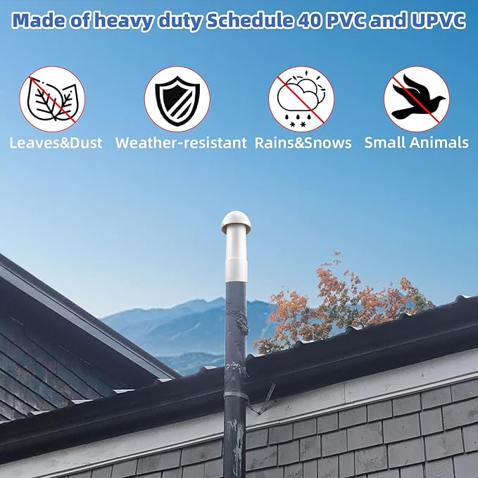 3 Inch Vent Stack Pipe Filter,Sewer Vent Filter Septic Tank Roof Vent Filters Cap for PVC Plastic Pipes Plumbing Air Exhaust,Vents Stack Filters Remove Outdoor Septic and Sewer Odors,with Mushroom Cap