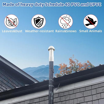 3 Inch Vent Stack Pipe Filter,Sewer Vent Filter Septic Tank Roof Vent Filters Cap for PVC Plastic Pipes Plumbing Air Exhaust,Vents Stack Filters Remove Outdoor Septic and Sewer Odors,with Mushroom Cap