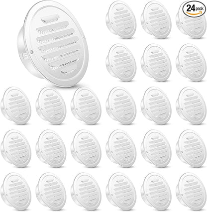 Zonon 24 Pcs Stainless Steel Soffit Vents 4 Inch Round Dryer Vent Cover with Mesh Screen for Home Outdoor Bathroom Wall Ceiling Outside Exterior Exhaust (White)