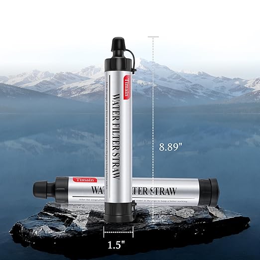 4 Pack Timain 4-Stage Filtration,High Flow Rate Water Filter Straws,Water Purifier Survival for Emergency Kits,Travel,Camping, Hiking,Fishing,Hunting (4)