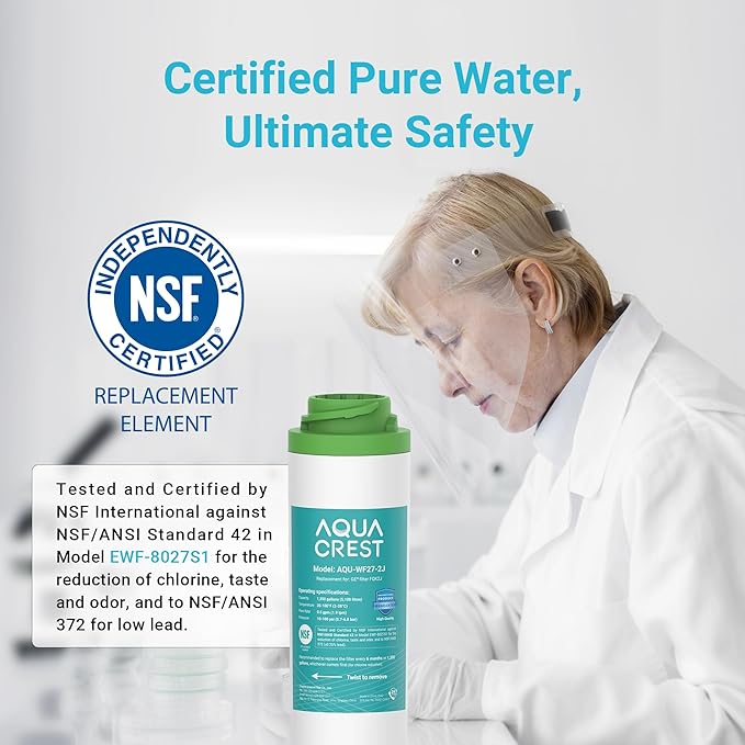 AQUA CREST FQK2J Under Sink Water Filter, Replacement for GE FQK2J, FQK1K, NSF/ANSI 42 372 Certified, 1320 Gallons Dual Flow Drinking Water Replacement Filters (2 Count)