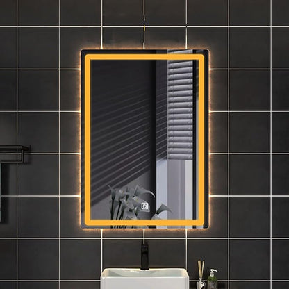 500 X800 mm Illuminated Backlit LED Bathroom Mirror, Wall Mounted Multifunction Bathroom Vanity Mirror with Lights and Demister Pad, Energy-Saving Illuminated Smart Mirror