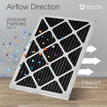 Nordic Pure 16x25x1 (Actual Size: 15 1/2 x 24 1/2 x 3/4) Pure Carbon Pleated Odor Reduction Furnace Air Filters 3 Pack