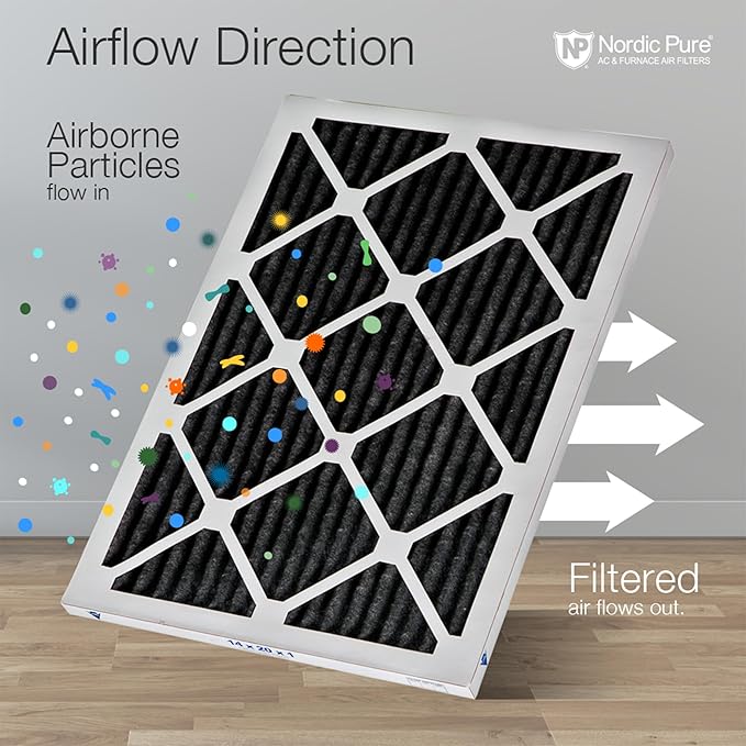 Nordic Pure 12x20x1 (Actual Size: 11 1/2 x 19 1/2 x 3/4) Pure Carbon Pleated Odor Reduction Furnace Air Filters 3 Pack