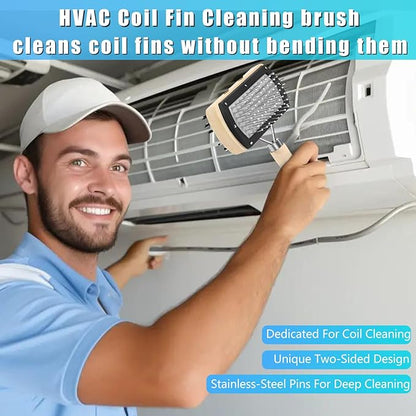 3 Pcs HVAC Coil Cleaning Brush & Fin Straightener Kit, Metal AC Fin Comb,Double-Sided Coil Brush,Coil Cleaning Tool - for MIni Splits,Refrigerator Coils,Condenser, Evaporator Coil Cleaning