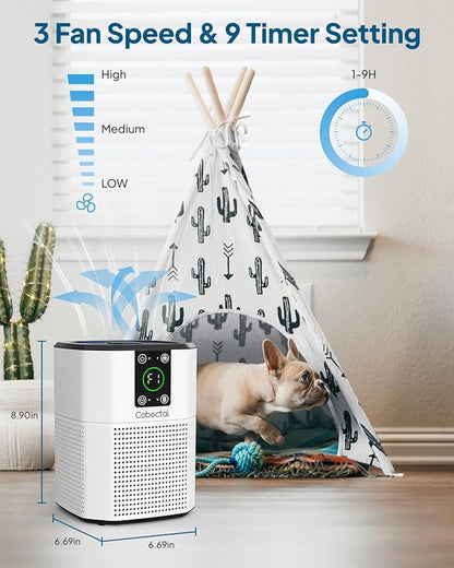 2 Pack Air Purifier for Home Bedroom, Cobectal Room Air Cleaner with H13 True HEPA 3-in-1 Filter, Aroma Function & Sleep Mode, Desktop Small Air Purifier for Office, Dorm, Hotel, RVs (White)