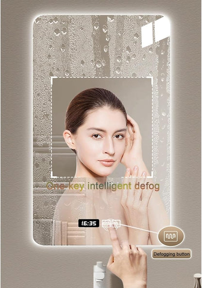 Bathroom Mirror with LED Lights，Bathroom Led Mirror ，Backlit Bathroom Mirror ，LED Mirror for Bathroom，with Touch Sensor/Demister pad，Shatterproof，Adjustable Lights(B,W50*H70cm/W19.7*H27.6IN)