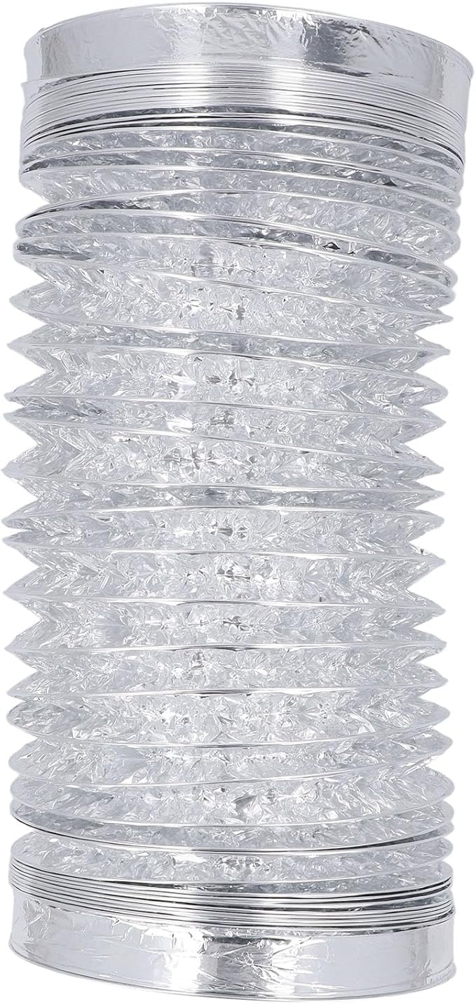 Aluminum Foil Ducting and PVC Dryer Vent Hose with 7 Inch Diameter and 6.56 Foot Length, Flexible HVAC Ventilation Duct with Spiral Steel Wire Support for Kitchens and Greenhouses