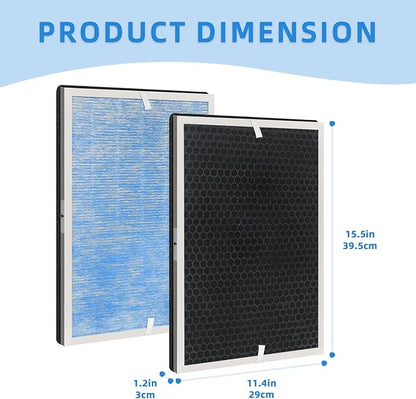 2-PACK MSA3/MSA3S Replacement Air Filter: Compatible with Membrane Solutions MSA3 MSA3S Air Purifier - Fights Fine Dust, Pet Dander & Smoke | 6-Month Supply