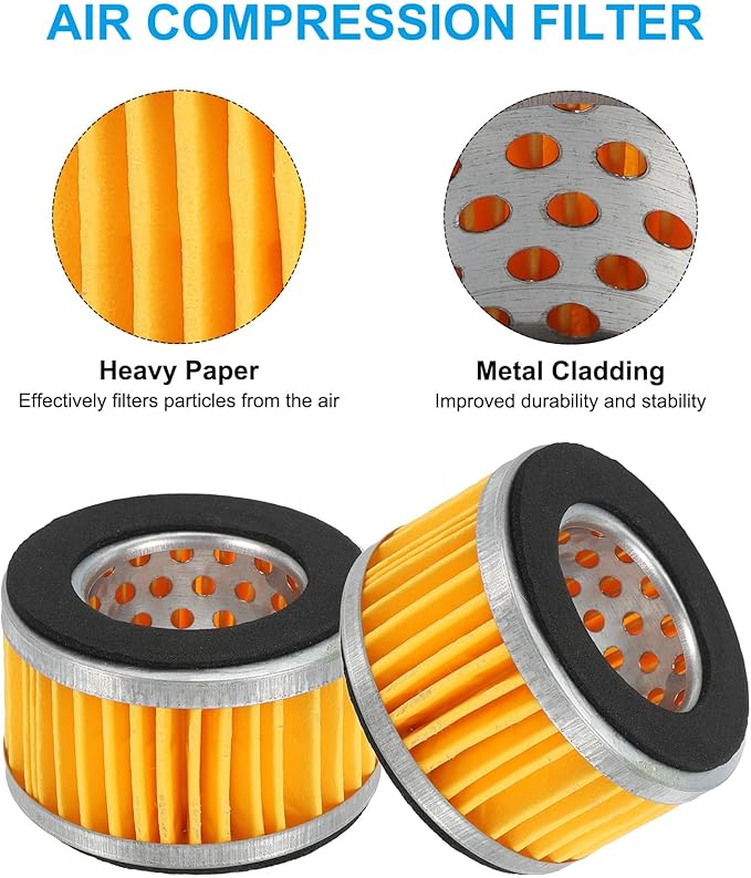 PATIKIL 2.6 x 1.6 Inch Air Compressor Intake Paper Filter 4 Pack Piston Type Air Filter Elements Replacement for Blowers Generators Filter Particles to Reduce Noise, Yellow
