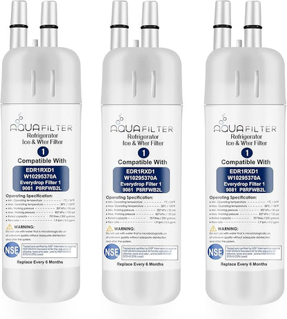 FILTER1 W10295370 A Refrigerator Water Filter Replacement Compatible for EDR1RXD 1 WATER FILTER W10295370 A Refrigerator Models (3-PACK)