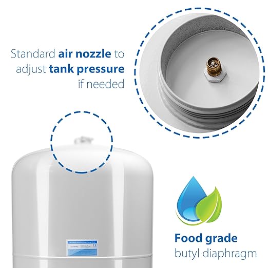iSpring 40 Gallon RO Tank, Pre-Pressurized Water Storage Tank for Reverse Osmosis RO Systems, Metal High Capacity RO Water Tank, Includes Tank Valve & Elbow, Model: T40M