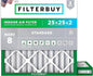 Filterbuy 25x25x2 Air Filter MERV 8 Essential Dust & Allergy Defense (2-Pack), Electrostatic Pleated HVAC AC Furnace Filters Replacement, Made in USA (Actual Size: 24.50 x 24.50 x 1.75)